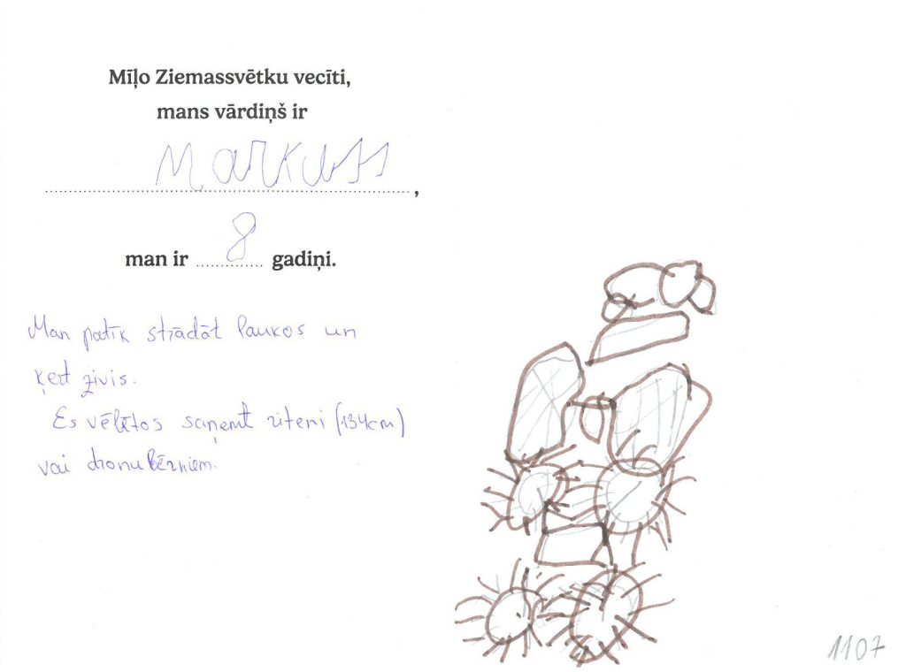 Markuss sapņo par velosipēdu vai dronu bērniem.