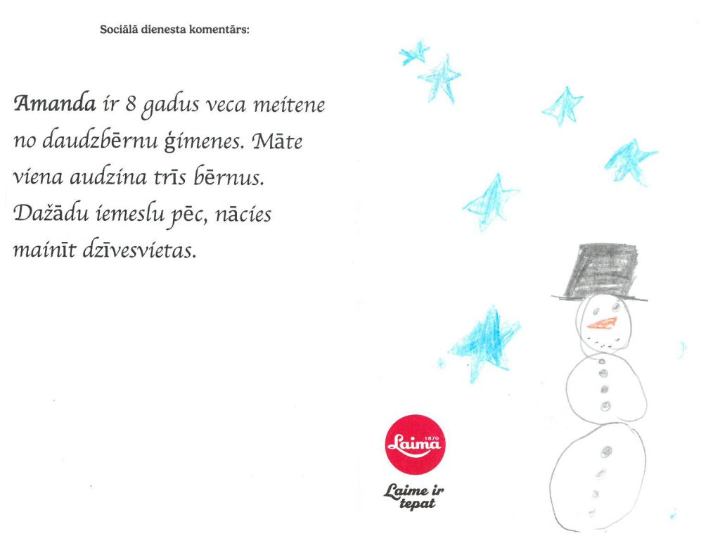 Amanda sapņo par skrejriteni. Priecāsies arī par apaviem un drēbēm.