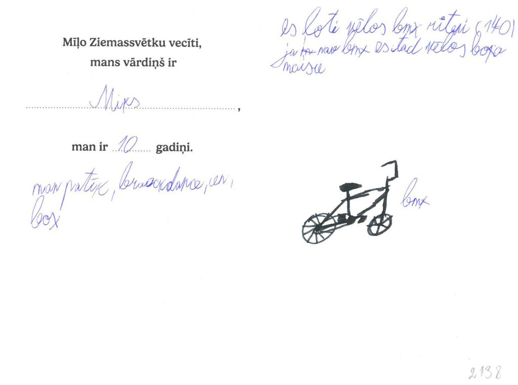 Miks sapņo par boksa maisu vai BMX riteni.