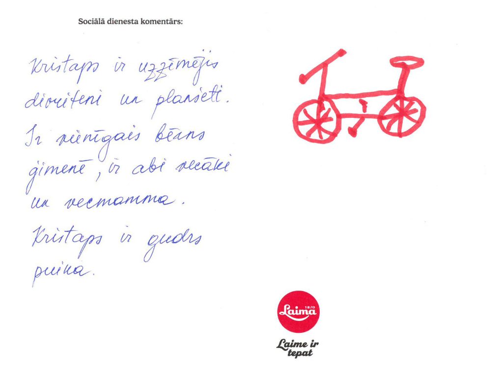 Kristaps sapņo par velosipēdu vai planšeti.