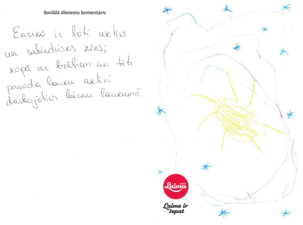 Enriko sapņo par mašīnu, kurā pats var sēdēt un braukt uz priekšu.