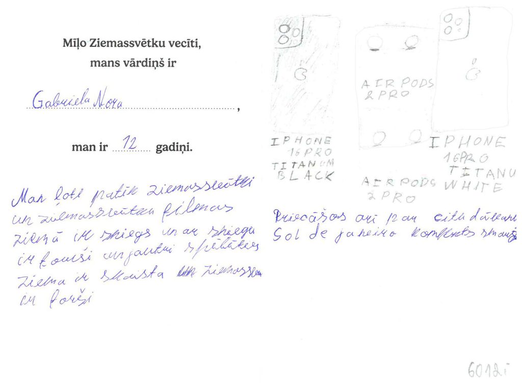 Gabriela vēlas melnu vai baltu IPHONE 16 PRO telefonu ar austiņām