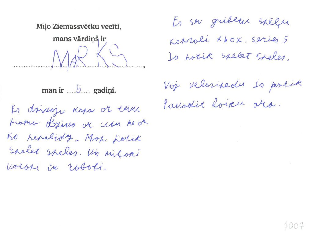 Marks sapņo par spēļu konsoli Xbox vai velosipēdu.