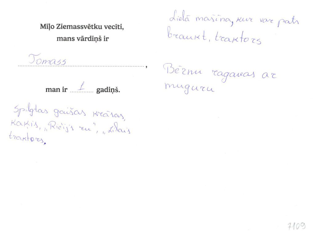 Tomass sapņo par lielu mašīnu, ar kuru var braukt, traktoru vai ragavām ar muguru.