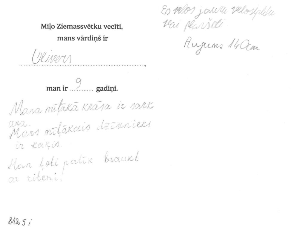 Olivers sapņo par velosipēdu vai planšeti.